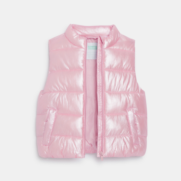 Doudoune sans manches irisée rose bébé fille