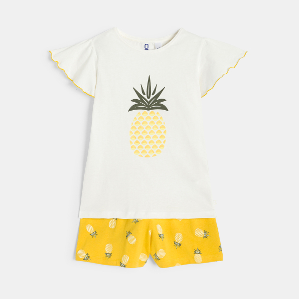 Pyjama short motif ananas jaune Fille