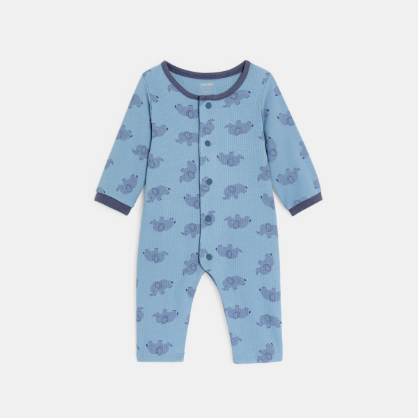 Dors-bien sans pieds éléphant bleu bébé garçon