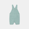 Salopette courte rayée et tee-shirt vert bébé garçon