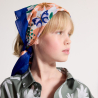 Foulard carré imprimé fleuri bleu Fille
