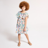 Robe imprimée à mancherons volantés beige Fille