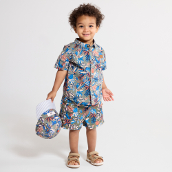 Short coton animaux vert kaki bébé garçon