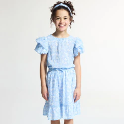Jupe imprimée volantée bleu Fille