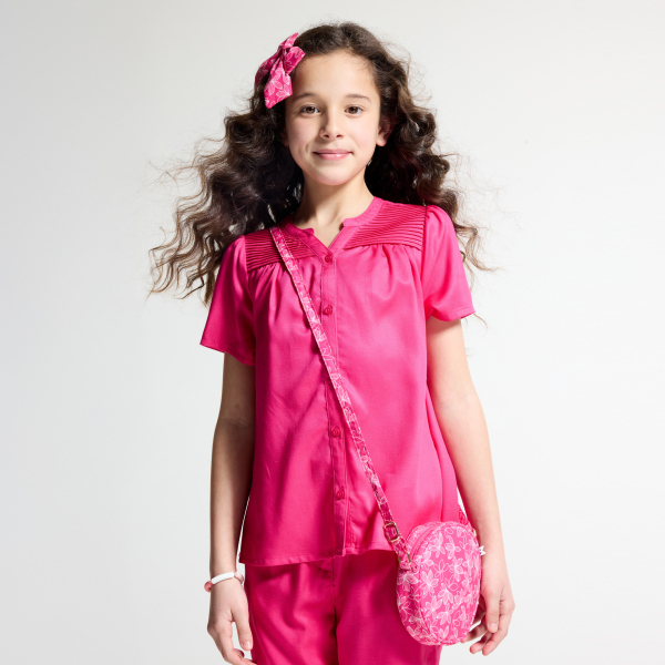 Pantalon de tailleur à pinces rose Fille