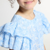 Blouse imprimée à manches volantées bleu Fille