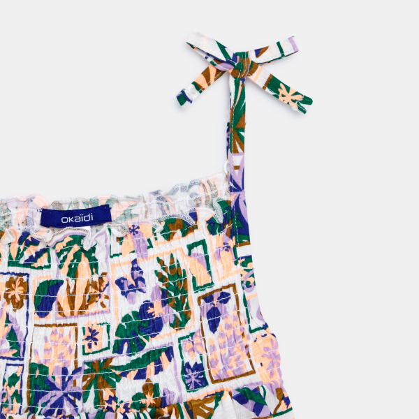 Débardeur à smocks imprimé multicolore Fille