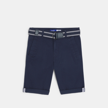 Bermuda chino ceinturé bleu Garçon