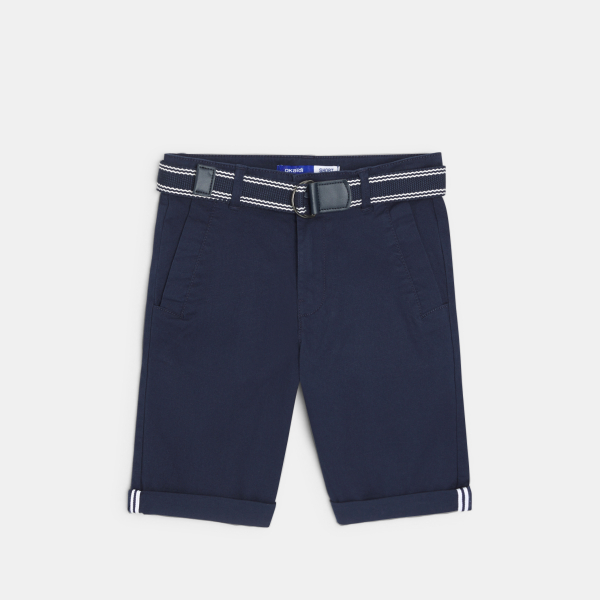 Bermuda chino ceinturé bleu Garçon