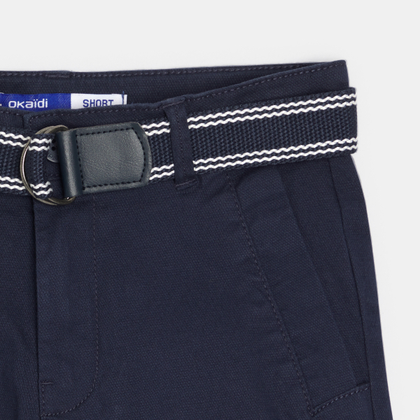 Bermuda chino ceinturé bleu Garçon