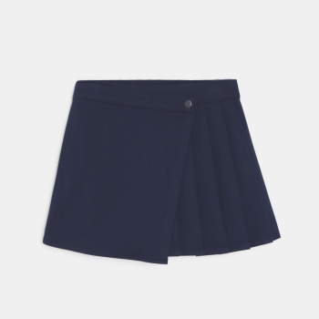 Jupe-short plissée bleu marine Fille