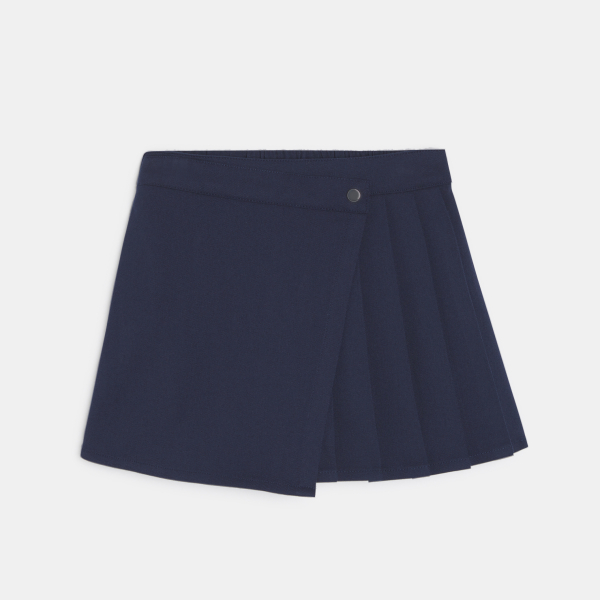 Jupe-short plissée bleu marine Fille