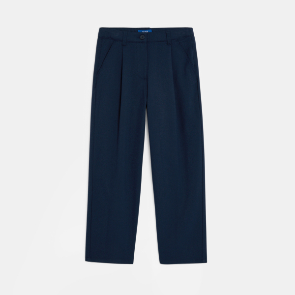 Pantalon de tailleur à pinces bleu marine Fille