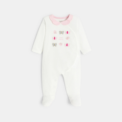Dors-bien velours papillons blanc bébé fille