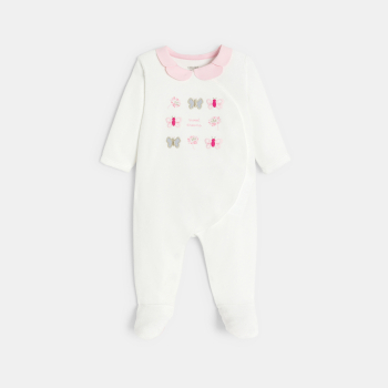 Dors-bien velours papillons blanc bébé fille