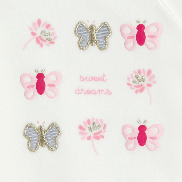 Dors-bien velours papillons blanc bébé fille