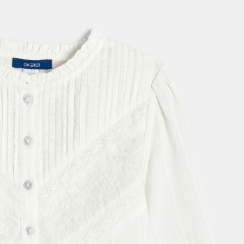 Blouse romantique brodée blanc Fille