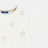 T-shirt manches courtes à fleurs brodées blanc Fille