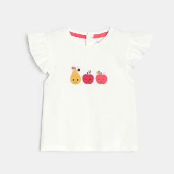 T-shirt à volants fruits blanc bébé fille