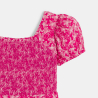 Robe longue à smocks rose Fille