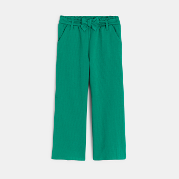 Pantalon large ceinturé vert Fille