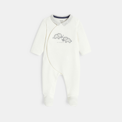 Dors-bien velours côtelé élephant blanc bébé garçon