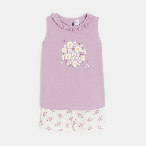 Pyjama-short fleuri mauve Fille