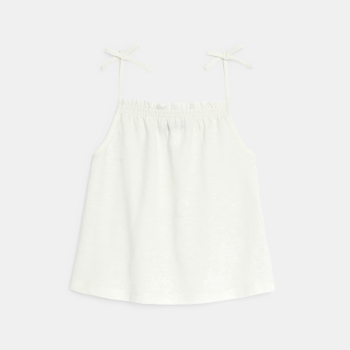 Débardeur uni à fines bretelles blanc Fille