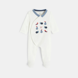 Dors-bien velours blanc bébé garçon