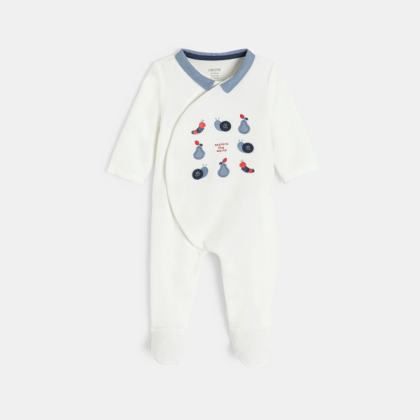 Dors-bien velours blanc bébé garçon