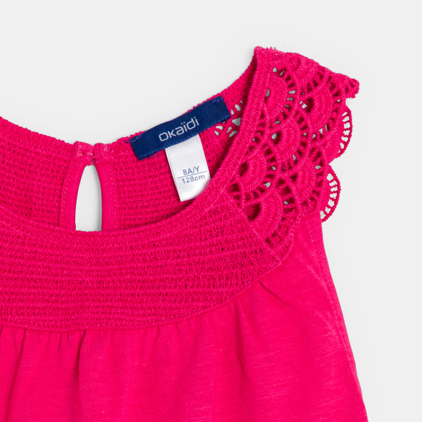Débardeur à col crochet rose Fille
