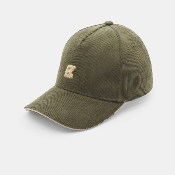 Casquette en velours côtelé vert kaki Garçon