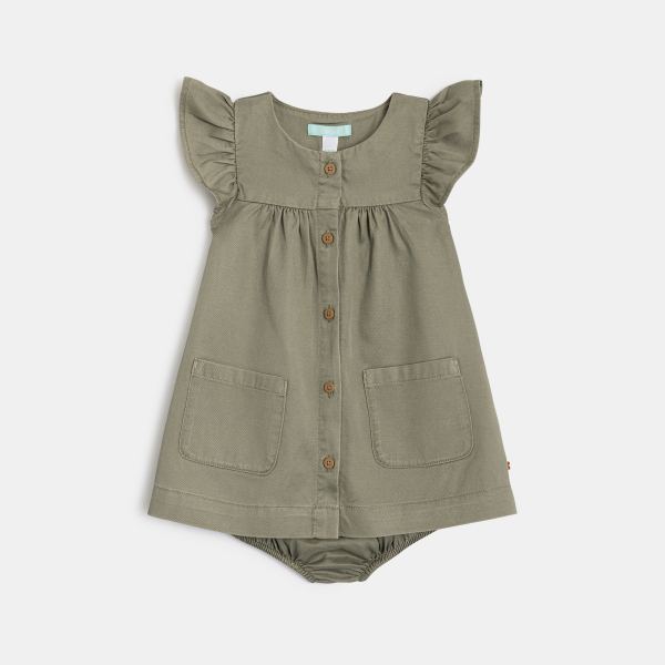 Robe fluide tencel vert kaki bébé fille
