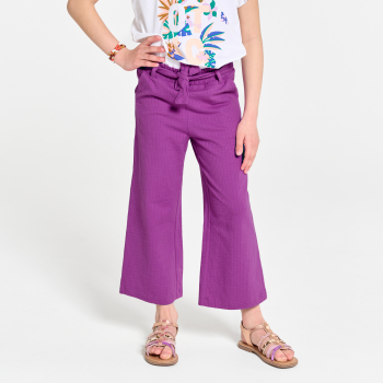 Pantalon large ceinturé violet Fille