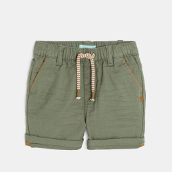 Short coton taille élastique vert bébé garçon