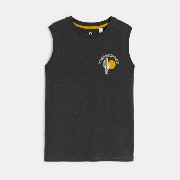 Débardeur à message gris anthracite Garçon
