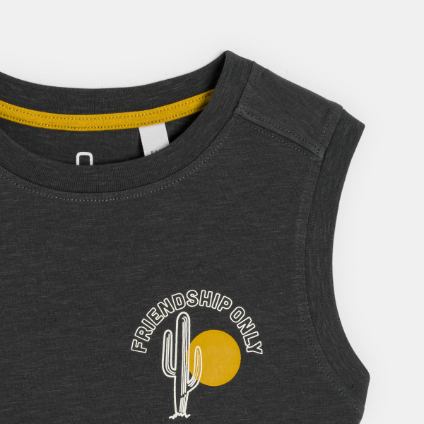 Débardeur à message gris anthracite Garçon