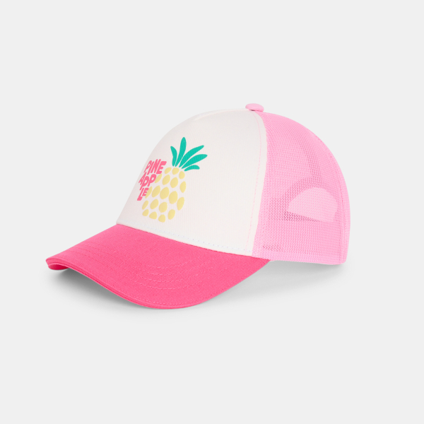 Casquette filet à motif rose Fille