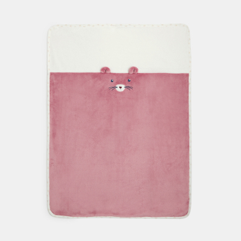 Couverture ours soft boa et jersey rose bébé fille