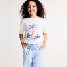 T-shirt manches courtes motif brodé blanc Fille