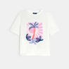 T-shirt manches courtes motif brodé blanc Fille