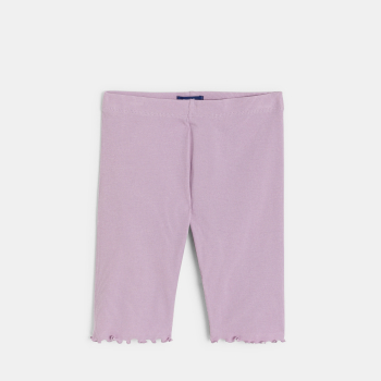 Legging cycliste en coton côtelé mauve Fille
