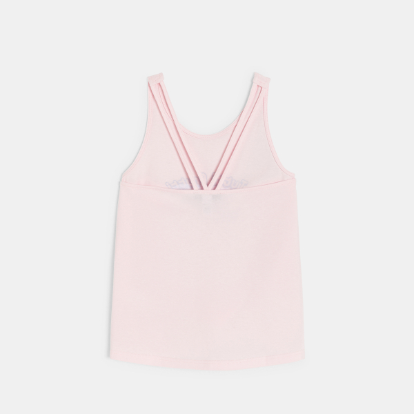 Débardeur motifs imprimés et sequins rose pastel Fille