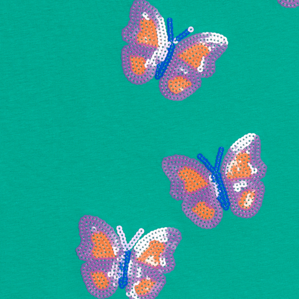 T-shirt manches courtes à sequins vert Fille