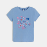 T-shirt manches courtes motif fleur bleu Fille