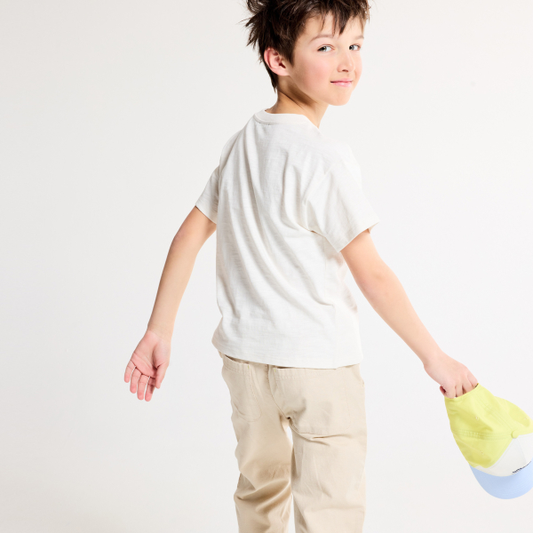 Pantalon carrot en toile beige Garçon