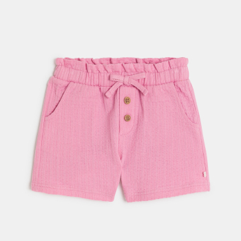 Short coton fantaisie léger rose bébé fille