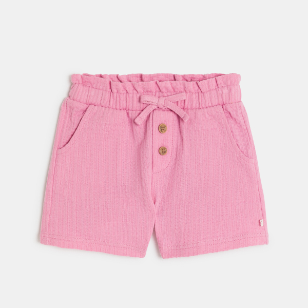 Short coton fantaisie léger rose bébé fille