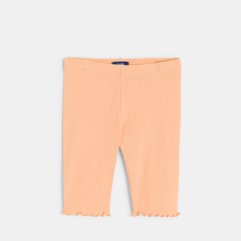 Legging cycliste en coton côtelé orange Fille