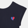 Robe manches courtes cœur brodé bleu marine Fille